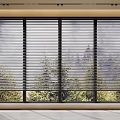 Stylish Window Blinds Covering Windows With Mountain And Tree View In Minimalist Room