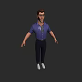 Male Game and Movie Character With Blue Polka Dot Shirt Sunglasses and White Shoes