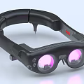 Black Comfortable Head Mounted VR Glasses With Purple Lenses Digital Device 3d model