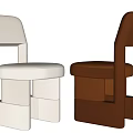Modern Minimalist Dining Chairs With Light Gray And Brown Upholstered Seats And Geometric Design