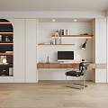 Bookcase Study Table Bookshelf Bookcase Integrated Cabinet Decorative Decoration Combination 3d model