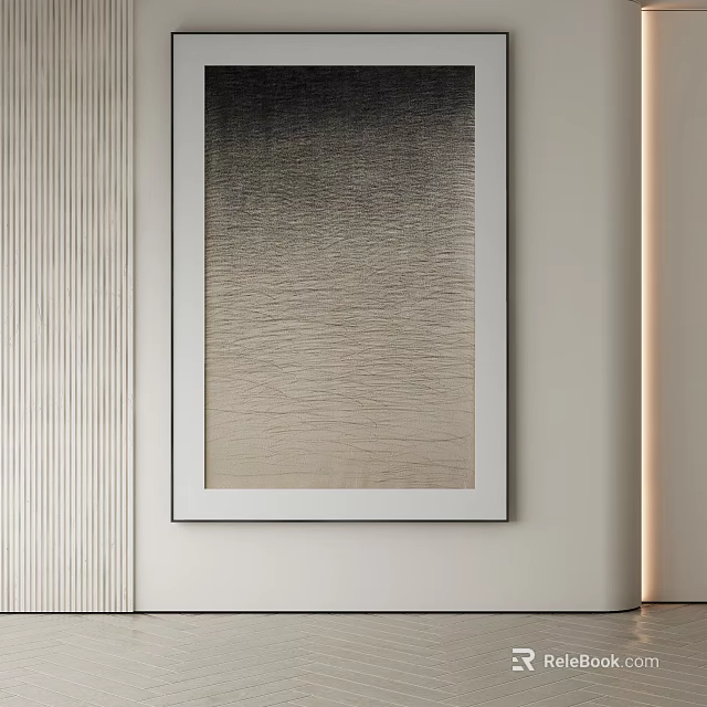 Abstract Painting In White Frame With Gradient Tones For Modern Interior Wall Decor 3d model