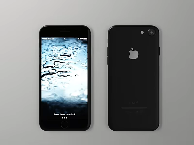 Black iPhone Smartphones Featuring Water Ripple Screen Display And Apple Logo Design 3d model