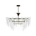 Elegant Glass Feather Design Chandelier With Golden Chain And Illuminated Glow