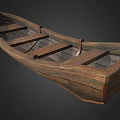 Traditional Wooden Boat With Interior Wooden Seats And Natural Wood Grain Structure