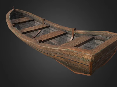 Traditional Wooden Boat With Interior Wooden Seats And Natural Wood Grain Structure 3d model