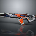 Futuristic Modern Weapon Gun With Vibrant Orange Blue White Sleek Design