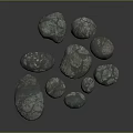 Natural Wooden Stone Collection With Gray Blue Hues Various Sizes Different Shapes And Textured Surfaces