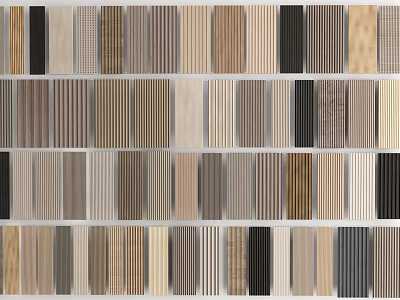 Diverse Modern Wall Panels Design For Interior With Wood Grain And Striped Patterns 3d model
