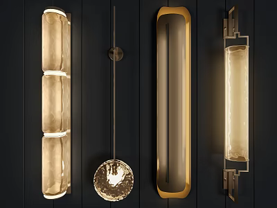 Modern Wall Lamps Collection With Gold Frame And Glass Shade Design 3d model