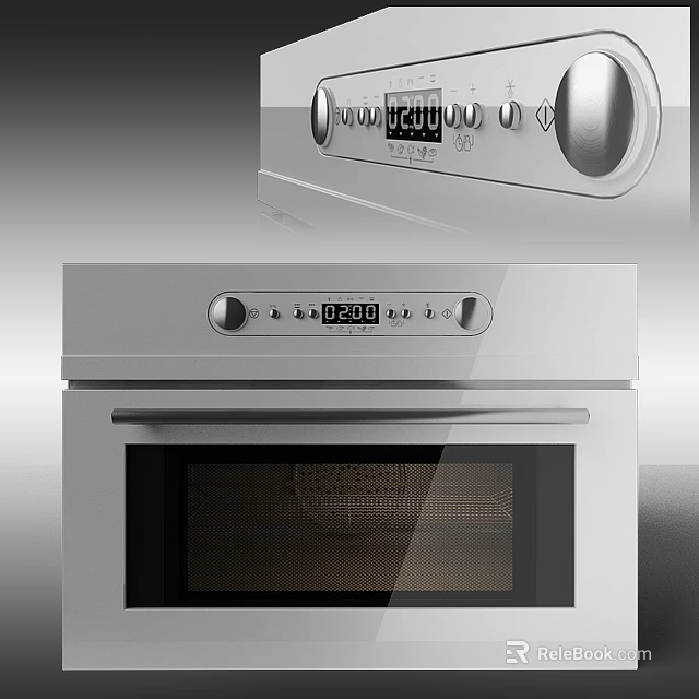 Modern Kitchen Appliance Stainless Steel Oven with Digital Control Panel and Glass Door 3d model 