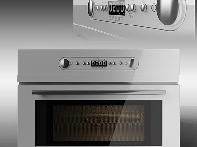 Modern Kitchen Appliance Stainless Steel Oven with Digital Control Panel and Glass Door 3d model