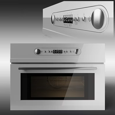 Modern Kitchen Appliance Stainless Steel Oven with Digital Control Panel and Glass Door 3d model