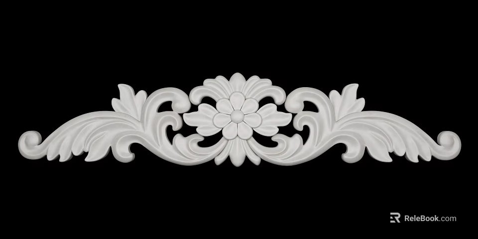 Ornate Floral Carved Design With Intricate Scroll Patterns For Decorative Trim 3d model