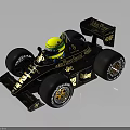 John Player Special Black Racing Car With Gold Logos Yellow Helmet And Large Tires
