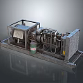 Industrial Mechanical Equipment With Metal Frame Drum Pipes And Green Canister