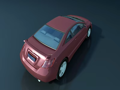 Red Sedan Car Rear View With Sleek Design Shiny Exterior And Alloy Wheels 3d model