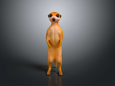 3D Rendered Meerkat Standing Upright With Orange Fur And Gray Gradient Background 3d model