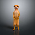 3D Rendered Meerkat Standing Upright With Orange Fur And Gray Gradient Background