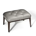 Modern Leather Tufted Stool With Dark Wooden Legs And Comfortable Design