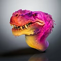 Vibrant Dinosaur Head Sculpture with Colorful 3D Abstract Art Design Features