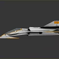 Futuristic Gray And Yellow Aircraft With Sleek Design Angular Wings And Tail Fins