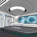 Modern Medical Station Interior With Advanced Equipment Large Screen And Circular Lights