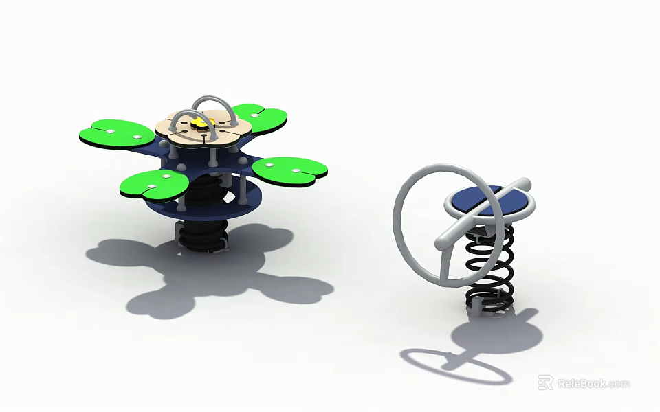 Fun Building Blocks With Rotating Parts Spring Ring And Green Leaf Design 3d model