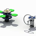 Fun Building Blocks With Rotating Parts Spring Ring And Green Leaf Design 3d model