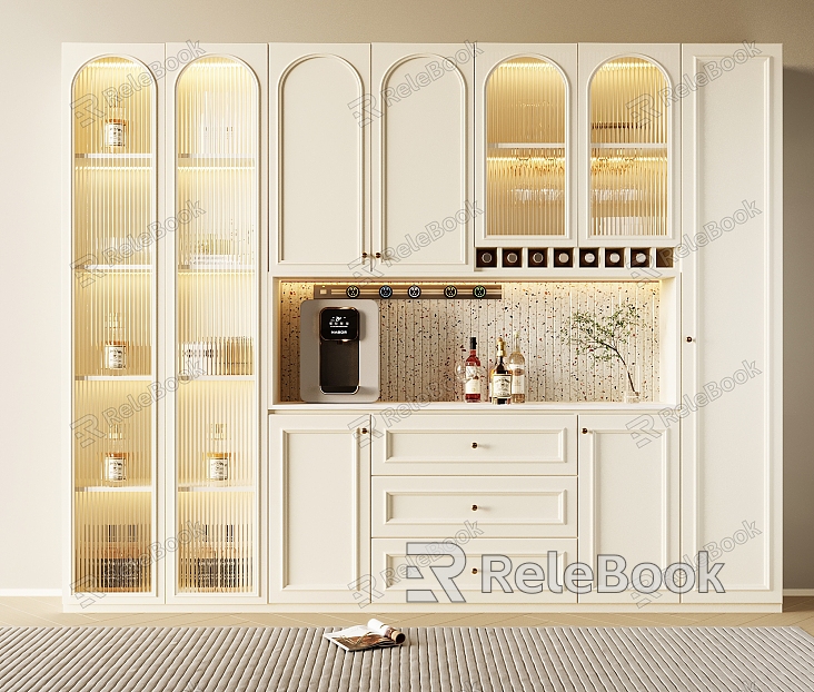 French Wine Cabinet Cream Wine Cabinet model