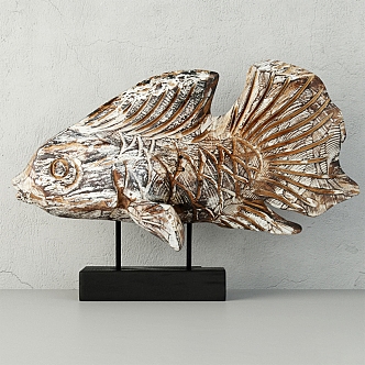 Hand Carved Driftwood Fish On Stand Floating Wood Fish Stand Fish Carving Fish Jewelry 3d model