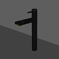 Sleek Modern Black Faucet With Flowing Water On Gray Countertop