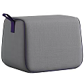 Gray Fabric Sofa Stool With Purple Trim And Purple Handle For Home Decor