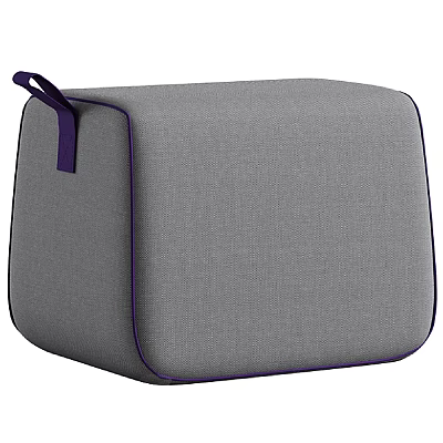 Gray Fabric Sofa Stool With Purple Trim And Purple Handle For Home Decor 3d model