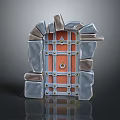 Stone Arch Door With Stacked Stone Frame Wooden Panel And Metal Knocker
