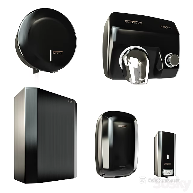 Modern Sleek Black Commercial Restroom Accessories 3d model 