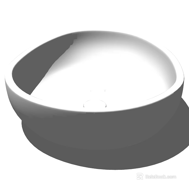 Sleek Modern White Round Ceramic Countertop Wash Basin For Bathroom 3d model 