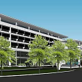 Modern Architectural Complex With Solar Panel Roofs Landscaped Gardens And Circular Courtyard