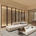 Modern Living Space With Integrated Wine Cellar And Lounge Area 3d model