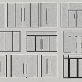 Various Modern Swing Door Styles With Glass Inserts And Different Frame Options 3d model