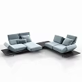 Modern Light Blue Sectional Sofa With Modular Design Black Base And Cushions 3d model