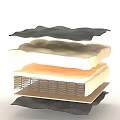 Single Sofa Layered Structure With Green Fabric Beige Foam Springs And Wooden Base