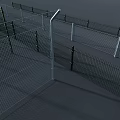 Metal Wire Mesh Fence Panels In Multiple Rows For Security Applications 3d model