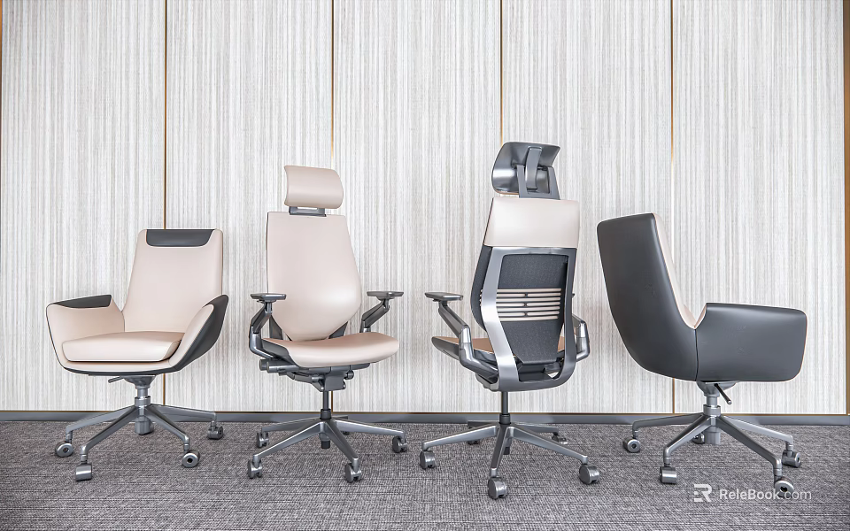 Multiple Modern Office Chairs With Different Colors Adjustable Headrest And Swivel Wheels 3d model 