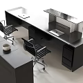Modern Office Desk With Glass Top Black Frame And Wooden Filing Cabinet