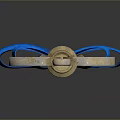 Golden Decorative Key With Blue Bow And Ornate Metal Design