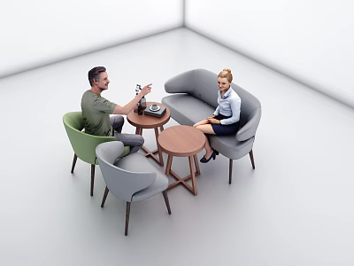 Modern Public Chair Design In Comfortable Lounge Area With Ergonomic Seating And Wooden Table 3d model