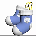 Blue Christmas Stockings With White Cuffs Snowflake Patterns And Yellow Hanging Ropes