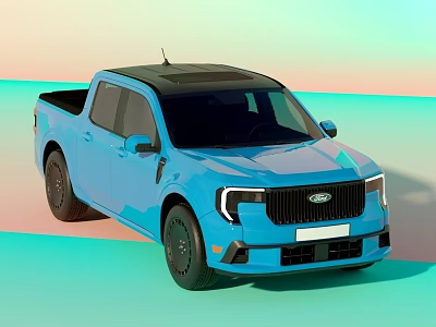 Blue Modern Pickup Truck With Black Roof Sleek Body And Stylish Grille 3d model