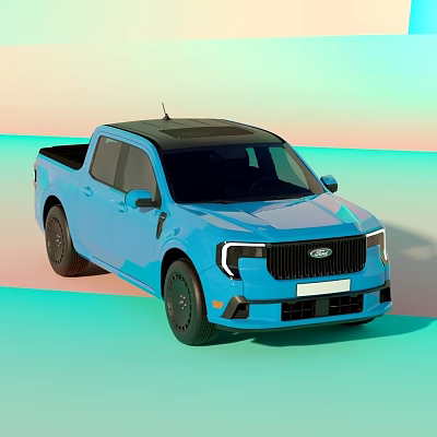 Blue Modern Pickup Truck With Black Roof Sleek Body And Stylish Grille 3d model